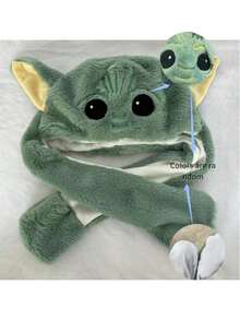 Star Wars Cartoon Party Hat, Cute And Suitable As Birthday Gift, Fun Hat, Back To School Party Hat, Cosplay Hat, Christmas Gift, The Movable Ears Make This Creative Hat Warm And Fashionable, Warm Plush Hat, Green, Pink, Yellow Ear Star Wars Cute Hat - Multicolor - View 6