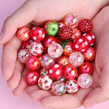 4/10/20pcs Acrylic Shiny Red Cute Strawberry Series Disco Wave Point Spaced Bead For Jewelry Making Bracelet Necklace Earrings DIY Keychain Mobile Phone Chain Pen Bead Craft - Red - View 3