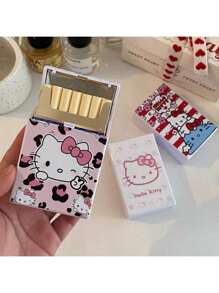 1 Sanrio For Hello Kitty Cute Cartoon Cigarette Case, Can Hold 20 Thick Cigarettes Soft And Hard Pack Universal Pressure-Resistant Cigarette Case (Not Including Lighter)