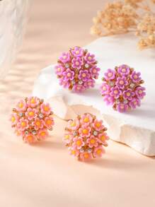 1 pereche de cercei stud cu stras floral delicat, potriviți pentru purtarea zilnică a femeilor