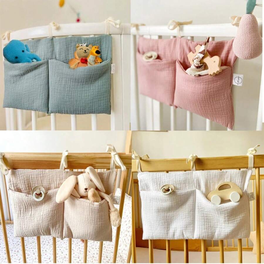 Organizador   de , bolsa de almacenamiento para cama Caddy, 2 bolsillos, colgante para cabecera de cama, bolsa de juguetes - conejo - Ver 1