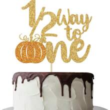 12pcs/Set Pumpkin Paper Cupcake Decorations - Glitter Pumpkin Cupcake Toppers - Baby Shower Decor - Autumn Harvest Theme - Kids Birthday Party Supplies