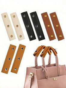 2pcs/Set Or 1pc Faux Leather Handle Covers With Snap Button - Non-Slip, Durable Bag And Luggage Protector Sleeves, Detachable Accessory - Multicolor - View 3