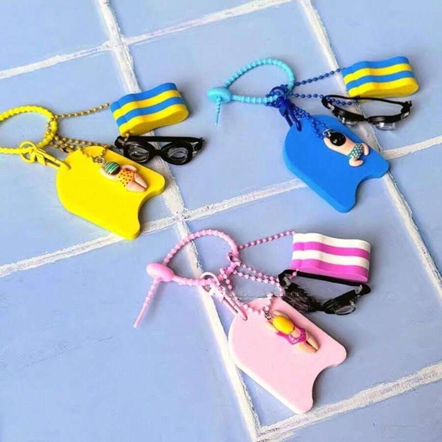 Summer Kids Swimming Boards, Swim Goggles, Keychains, Bag Charms, Bag Accessories - Multicolor - View 1