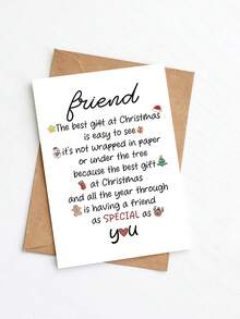 1pc Christmas Card With Envelope For A Special Friend - Blank Inside Friendship Card, Seasons Greetings & Holiday Thank-You Card - Multicolor - View 11