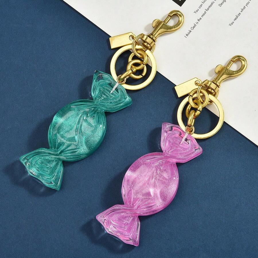 1pc Cartoon Fruit Candy Pendant Keychain, A Dual-Purpose Accessory Suitable For Bags And Keychains. It Is Simple And Elegant, Serving As Both An Exquisite Gift For Friends And A Wonderful Halloween Present To Give To Them. - trắng - Xem 1