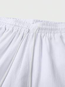 男士两件套 - 亚麻衬衫和抽绳长裤套装 | 轻盈透气休闲长袖沙滩度假套装 | 婚礼派对假日服装 | 送给丈夫、父亲的礼物，秋季服装，舒适套装 - 白色 - 查看 6