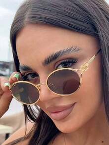 Retro Oval Fashionable Eyeglasses, Designer Metal Frame Eyewear, 2025 New Narrow Geometric Eyeglasses, Compact Design. Women's Asymmetric Rectangular Fashionable Eyeglasses And Beach Accessories. Basic Eyeglasses And Women's Summer Essentials, Suitable For Work And Casual Outfits. Perfect Gift For Summer Beach Vacation, Outdoor Trip, And Travel. Retro Square Frame Eyeglasses, Suitable For Outdoor, Back To School Outfits. Oval Frame - Multicolor - View 12