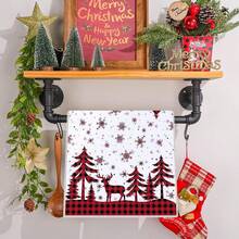 2025 New Design Christmas Snowflake Black Red Buffalo Check Plaid Microfiber Kitchen Dish Towels 16x24 Inches (40x60cm) - Super Absorbent Polyester Tea Towels, Holiday Dish Cloths, Festive Home Decor, Cozy Xmas Gifts
