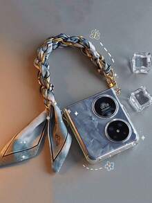 1 Woven Silk Scarf Mobile Phone Lanyard, Wrist Short Mobile Phone Case Chain, Anti-Loss Decorative Metal Buckle, Card Free Gifts For Mother, Family, Friends, Birthday, Holiday Phone Charm, Phone Chain - Multicolor - View 4