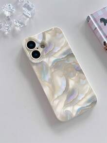 1 pieza Funda de teléfono a prueba de golpes de cobertura total de TPU con diseño de concha blanca compatible con iPhone 16/15/14/13/12/11/XSMAX/X/XS/XR/7PLUS/8PLUS/7/8 - Beis - Ver 3