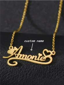[Colar Personalizado] Colar com Nome Personalizado - Pingente de Coração em Aço Inoxidável em Fonte Cursiva, Presente do Dia dos Namorados, Uso Diário em Festas, Acessório Anual, Design de Fonte Elegante, Corrente Refinada, Ornamento Charmoso e Gracioso, Design Personalizado