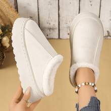 2026冬季新款外貿女款 Uggs 絨毛保暖厚底平底包頭羊毛半拖鞋 - 厚底米白 - 查看 4