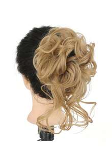 Synthetic Messy Chignon Fake Hair Circle Hair Bun Extensions Scrunchy Black Wig Curly Hair With Tail For Women Girl Hairpieces, Hair Accessories