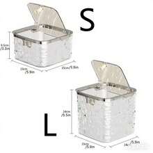 1pc Transparent Glacier Pattern Desktop Trash Can With Lid, Mini Car Trash Can, Desk Organizer Waste Bin With Press Down Lid - Transparent - View 2