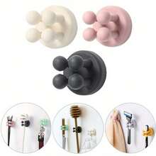 2/3/6pcs Wall Mounted Toothbrush & Razor Holder - Self-Adhesive Multi-Function Bathroom Storage Organizer Box With Cute Animal & Floral Design, Space-Saving Kitchen, Living Room, Office Hooks - No Drilling Installation, Bathroom Accessories, Vanity Supplies Storage, Fun Design, Easy To Install, Durable Structure, Home Organization, Stylish Storage, Compact Living, Minimalist Living, Practical Hooks