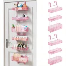 Over Door Organizer Storage Separable Door Organizer Hanging With 6 Metal Large Capacity Baskets For Bathroom Bedroom Kitchen Pantry Closet Pink - 粉色 - 查看 1