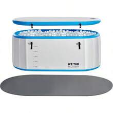 Portable Inflatable Ice Bath Tub For Athletes, Cold Plunge With Insulated Lid, Non-Slip Mat & Handles, Works With Water Chiller For Indoor/Outdoor Recovery - Oval - White - 210Gal - View 1
