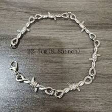 Unisex Gothic Punk Style Iron Wire Thorn Necklace & Bracelet Set, Edgy Barbed Wire Jewelry Gift - Bracelet - View 3