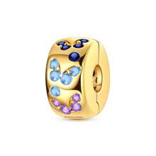 1 Pc Sliver Color Sparkling Cubic Zirconia Vintage Golden Chameleon Bee Dog Bow Ballet Shoes Cross Luggage Sun Charm Fit Original Bracelet Necklace Pendant Beads For Diy Jewelry Making Women Girlbirthday Jewelry Gift For Friends - Gold - View 27