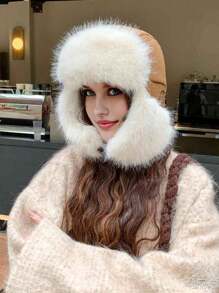 قبعة نسائية من نوع Trapper بألوان متباينة، محبوكة بسمك مناسب للطقس العادي والأنيق، متعددة الاستخدامات مناسبة للخارج والتزلج والدراجات والسفر والحفلات والاستخدام اليومي في فصلي الخريف والشتاء