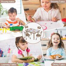 Conjunto de Mesa y Sillas para Niños Pequeños, Altura Ajustable - Escritorio Infantil Mejorado y 4 Sillas para Edades de 3 a 8 Años, Mesa Multiactividades para Niños con Superficie para Dibujar y Patrón de Mármol para Casa/Guardería/Sala de Clases - Pizarra blanca de chocolate - Ver 12