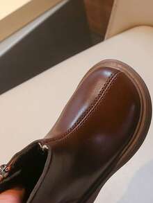 2025 Autumn/Winter New Brown Fashion Children's Shoes, Stylish Boys/Girls Ankle Boots. Minimalist Solid Color Boots, Suitable For Casual Sportswear Or Cute Dresses, Fits Any Season