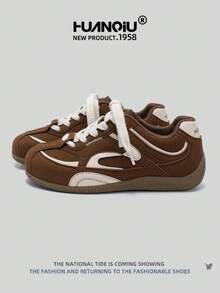 HUANQIU 2025新款男鞋男士滑板鞋一双时尚休闲高帮透气居家办公户外运动鞋多功能轻便舒适德迅鞋赛车鞋休闲鞋跑步鞋棕色四季鞋 - 棕色 - 查看 1