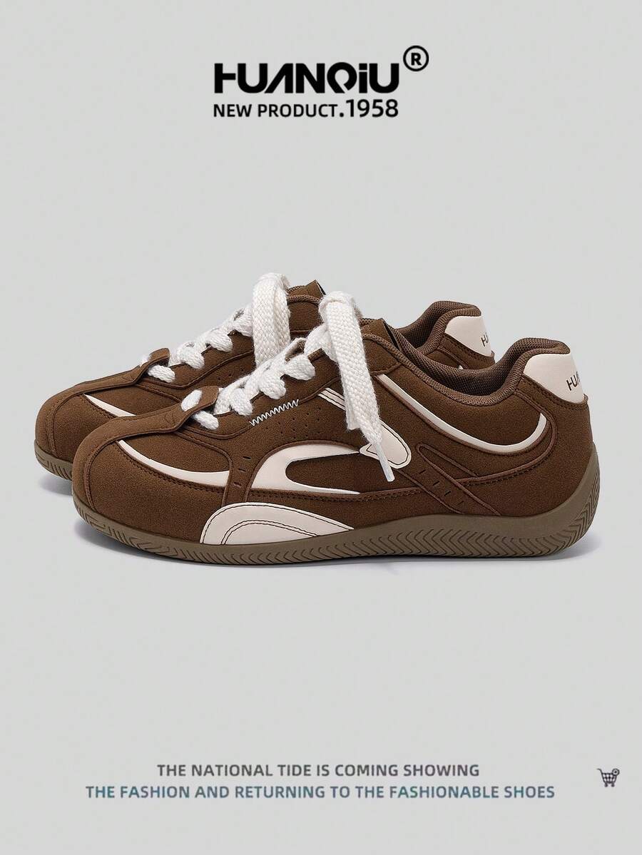 HUANQIU 2025新款男鞋男士滑板鞋一双时尚休闲高帮透气居家办公户外运动鞋多功能轻便舒适德迅鞋赛车鞋休闲鞋跑步鞋棕色四季鞋 - 棕色 - 查看 1