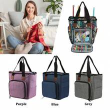 1 pieza Bolsa de almacenamiento multifuncional de gran capacidad para agujas de ganchillo, herramientas de costura, organizador de diseño multicapa, adecuado para aficionados y principiantes de costura y punto - Multicolor - Ver 1