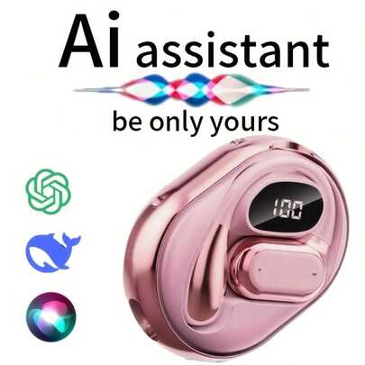 2025 AI Translation 144 Languages True Wireless New Design Clip-On Comfortable Headphones Business Sports Simple Headphones - Multi-Language Support, Smart Dual Mic Silent, Touch Control, Suitable For Android Phones, Perfect For Travel, Social, Learning, Sports - Movie And Game Themes