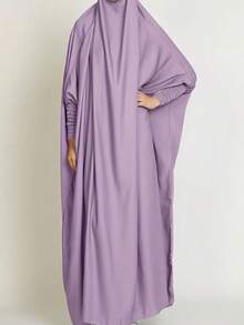 1pc Solid Color Elastic Sleeve Design Prayer Abaya Khimar, Loose Fit Cinched Sleeve Abaya, Suitable For Women's Daily Wear And Prayer, Muslim Islamic Clothing - Multicolor - View 18