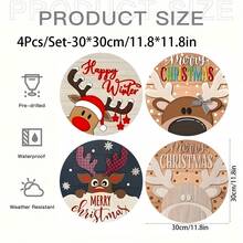 4 Stücke Weihnachtsstil Holzbrett Gemälde - rund, geeignet für Heimdekoration und Zusammenkünfte - perfekte Geschenkidee, Weihnachtsthemen Heimdekoration, ideal für Weihnachten - Holzschnitt-Malerei-Kreis - Übersicht 17