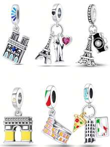 1Count Landmark Building Series Pendants, Camera Tower, Love And Freedom Journey, Notre Dame Cathedral, Colosseum, Arc De Triomphe, Italy Suitable For Women's DIY Bracelets, Necklaces And Other Jewelry Making Pendants, Suitable For Men And Women Jewelry Gifts; Holiday Gifts