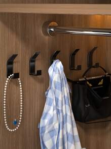 5/10pcs Bathroom Wall Hooks, No Drilling Required, Art Deco Style, Strong Adhesive Door Back Hooks, For Hanging Clothes, Hats, Handbags, Wall Hanging Household Gadgets, Home Organization Bathroom Accessories Bathroom Tools