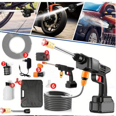 新款高压洗车枪 便携式充电电池洗车设备 无线洗车机专用高压水枪