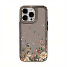Funda de teléfono moderna y elegante Funda de teléfono: Funda de teléfono negra transparente con grupo de flores de crisantemo de color en la parte inferior, adecuada para iPhone 16pro 15promax 14 13 12 11 x xs xr xsmax, completamente envuelta con posición precisa del orificio, carcasa suave - alta transparencia, carcasa suave clara y duradera, fundas protectoras de diseñador lindas y femeninas para mujeres - 1 pieza - Ver 4