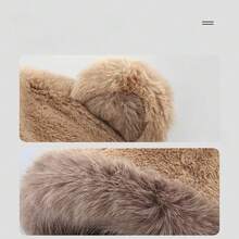 1 pieza Gorro de orejeras de peluche de oso lindo, cálido y acogedor para otoño/invierno, forro acolchado, diseño versátil