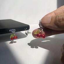 Cute Dust Plug Cherry Bell Mobile Phone Charging Hole Dust Plug Pendant Jewelry Plug Pendant High Sense. - Multicolor - View 6