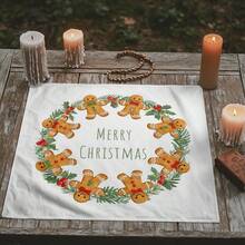 1 pezzo Telo da tarocchi decorativo con stampa di pupazzo di neve e omino di pan di zenzero, realizzato in tessuto di poliestere, ideale per la divinazione. Adatto per Natale e altre occasioni, può essere utilizzato come tovaglia o telo rituale.