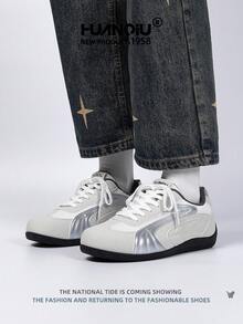 HUANQIU 2025新款男鞋男士滑板鞋一双时尚休闲透气高帮居家办公户外运动鞋多功能轻便舒适德迅鞋赛车鞋休闲鞋休闲鞋跑步鞋灰色四季鞋