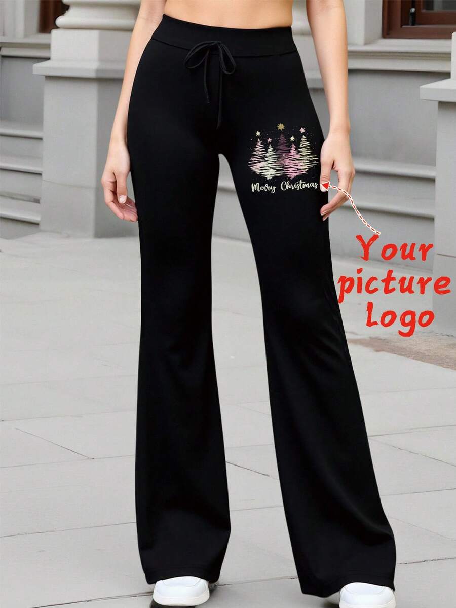 Customized Women's Casual Sports Pants For Spring, Summer, Autumn And Winter, Customized Patterns/Couples/Pets/Sisters/Selfies/Parent-Child Photos, Logo Design, Holiday Gifts, Surprise Gifts, Birthday Gifts, Wedding Gifts, Mother's Day Gifts, Best Friend Gifts, Anniversary Gifts, Valentine's Day Gifts, Gifts For Her - Black - View 1