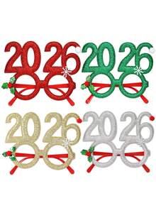4/3/2/1件装 2026新年眼镜，2026新年眼镜，创意新年派对拍照道具，新年活动数字眼镜 - 彩色 - 查看 1