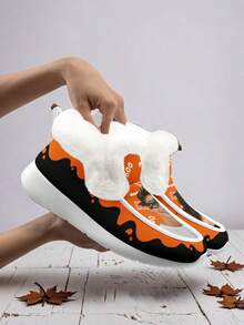 Halloween Men's Custom Winter Boots, Personalized Customized Your Photo & Funny Glasses, Warm Plush Lining For Cozy Comfort, Funny Halloween Gift For Mom/Dad/Her/Him/Girlfriend/Boyfriend/Wife/Husband/Friend, Unique Halloween Decor Footwear