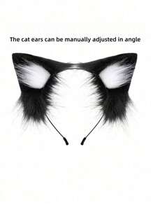 قطعة واحدة من شريط الرأس المزين بأذن القطة الجميلة، إكسسوار الخانق، مشبك شعر بأذن قطة واقعية وجميلة، شريط رأس من القماش المخملي، زي لعبة الأزواج، ملابس حفلة للنساء