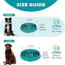 Outward Hound Fun Feeder Slo Bowl, Medium Slow Feeder Dog Bowl, 2 Cups, Turquoise - ColourH - 查看 5