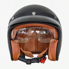 MTN 1 szt. matowy czarny zabytkowy kask motocyklowy z wbudowanym szkłem, odpowiedni do motocykli, skuterów i na każdą porę roku