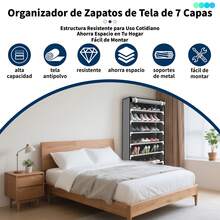 Zapatero slim 8 capas tubos de acero organizador vertical calzado ahorra espacio perfecto para apartamentos estructura resistente fácil armado capacidad multiuso moderno almacenamiento ropa y accesorios - Multicolor - Ver 4