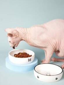 PETSIN Ceramic Cat Bowl, Large Capacity Pet Bowl For Cat Food, Kitten Bowl, Water Dish, Non-Slip Round Dog Feeder - White - View 6