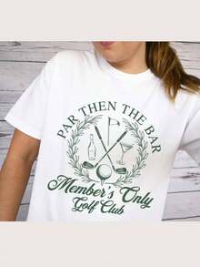 Women Club Golf T-Shirt - Women's Golf Tee, Golf Lover Gift, Golfing Shirt, Golf Tournament Apparel, Golfing Outfit Summer Shirts For Women,100% Cotton Womens Oversized Printed Graphic T-Shirts Women Casual Round Neck Short Sleeve Tee 1pcs Fashion Shirt, Halloween Gift, Xmas Gift - Trắng 004 - Xem 1
